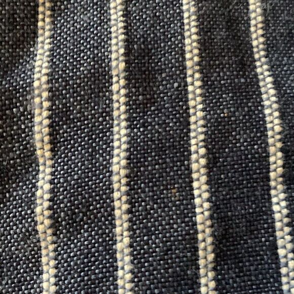 Alexis Anvivi Striped Linen Ruffle Wrap Mini Skirt. Denim blue/White. Size M. - Picture 5 of 6